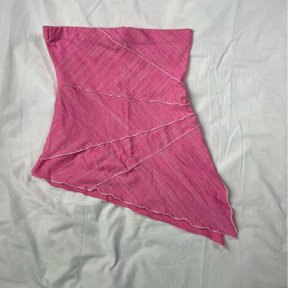 y2k pink asymmetrical tube top